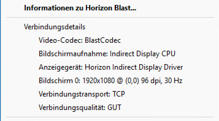 The original Horizon Blast dialog showing its six connection information fields